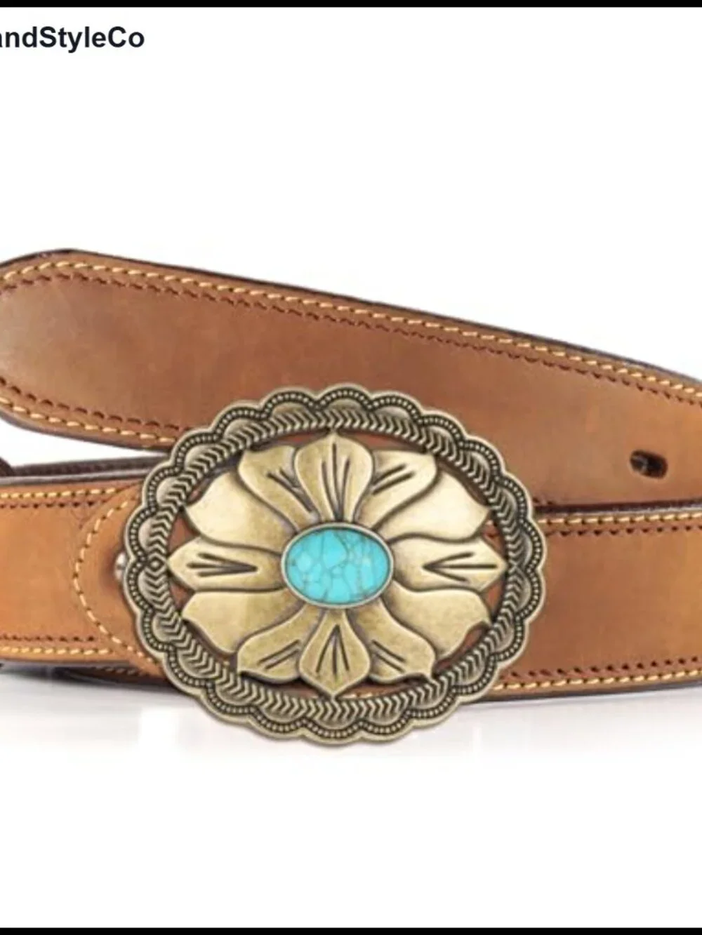 Western Belt Buckle for Women Cowgirl Texas Flower Turquoise Design Zinc Alloy